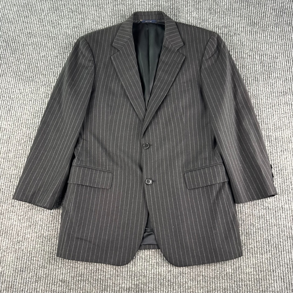 Brooks Brothers Suit Jacket 39 R Gray Wool Chalk Striped Designer Premium Italy